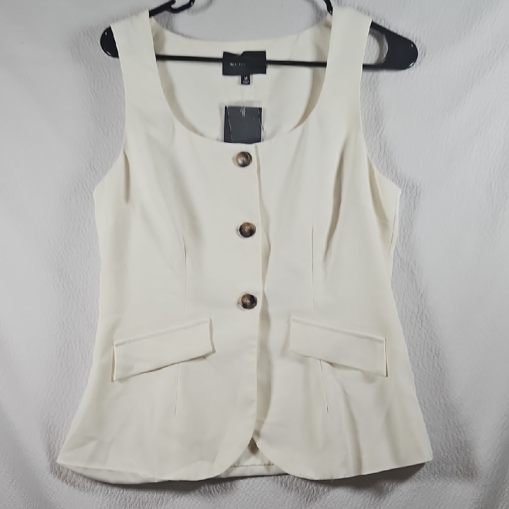 All The Ways Sleeveless Cream Button Front Vest